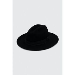 Vlněný klobouk Sisley černá barva, vlněný