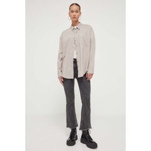 Košile Hollister Co. dámská, šedá barva, relaxed, s klasickým límcem