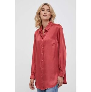 Košile Sisley dámská, červená barva, regular, s klasickým límcem