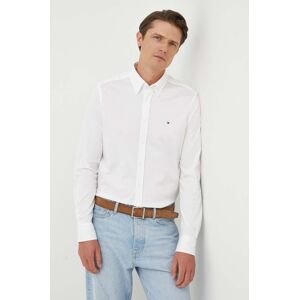 Bavlněná košile Tommy Hilfiger bílá barva, slim, s límečkem button-down