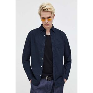 Bavlněné tričko Superdry tmavomodrá barva, regular, s límečkem button-down