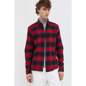 Bavlněné tričko Hollister Co. červená barva, regular, s klasickým límcem