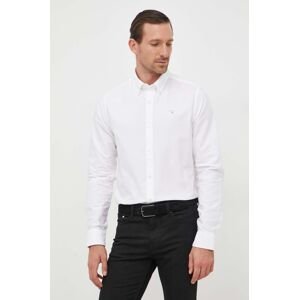 Bavlněné tričko Barbour Oxtown bílá barva, slim, s límečkem button-down