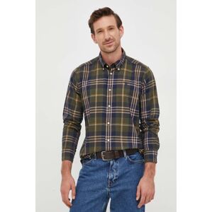 Košile Barbour Edgar zelená barva, slim, s límečkem button-down