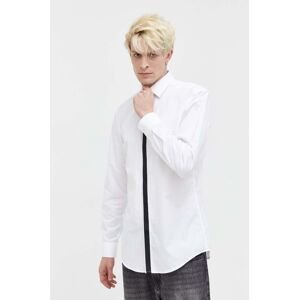Košile HUGO bílá barva, slim, s klasickým límcem