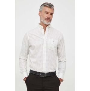 Bavlněné tričko Gant béžová barva, regular, s límečkem button-down