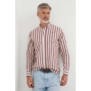 Bavlněné tričko Pepe Jeans Crivitz vínová barva, regular, s límečkem button-down