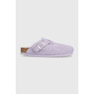 Semišové pantofle Birkenstock Boston dámské, fialová barva, 1023302