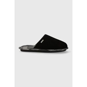 Semišové papuče Barbour Foley černá barva, MSL0013BK11