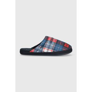 Pantofle Tommy Hilfiger HILFIGER WARM CHECK HOMESLIPPER tmavomodrá barva, FM0FM04770