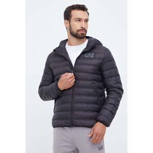 Péřová bunda EA7 Emporio Armani pánská, černá barva, přechodná