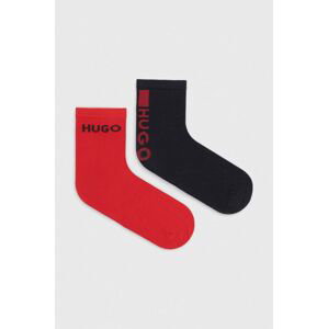 Dětské ponožky HUGO 2-pack červená barva