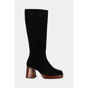 Semišové boty Jonak BETINA CROUTE dámské, černá barva, na podpatku, 6001816
