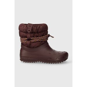 Sněhule Crocs Classic Neo Puff Luxe Boot vínová barva, 207312