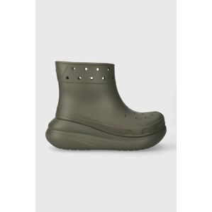 Holínky Crocs Classic Crush Rain Boot dámské, zelená barva, 207946