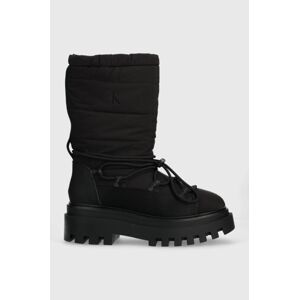 Sněhule Calvin Klein Jeans FLATFORM SNOW BOOT NYLON WN černá barva, YW0YW01146