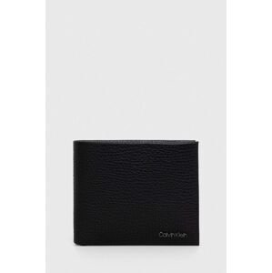 Kožená peněženka a klíčenka Calvin Klein černá barva