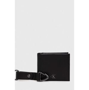 Kožená peněženka + klíčenka Calvin Klein Jeans černá barva