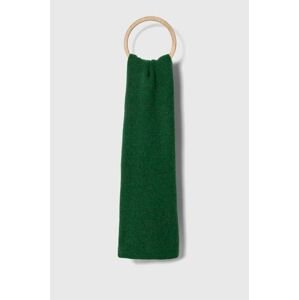 Šátek z vlněné směsi American Vintage zelená barva, hladký