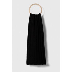 Šátek z vlněné směsi Calvin Klein černá barva, hladký