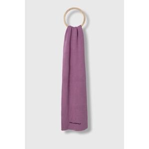 Šátek z vlněné směsi Karl Lagerfeld fialová barva, melanžový