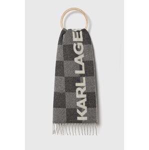 Vlněná šála Karl Lagerfeld šedá barva