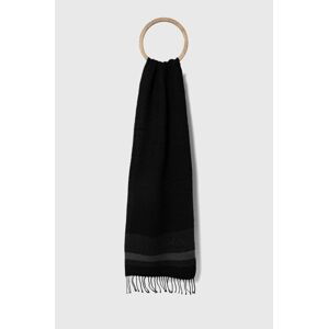 Šátek z vlněné směsi Sisley černá barva, vzorovaný