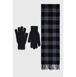 Šátek a rukavice Barbour Tartan Scarf & Glove Gift Set tmavomodrá barva, MGS0018