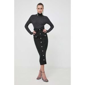 Džínová sukně Moschino Jeans černá barva, maxi, pouzdrová