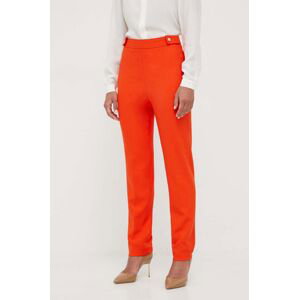 Kalhoty BOSS dámské, oranžová barva, fason cargo, high waist