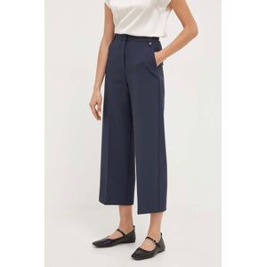 Kalhoty MAX&Co. dámské, tmavomodrá barva, široké, high waist