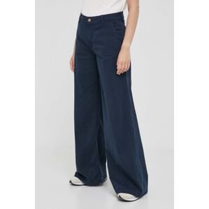 Kalhoty Pepe Jeans dámské, tmavomodrá barva, široké, high waist