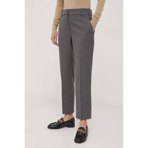 Kalhoty Tommy Hilfiger dámské, šedá barva, jednoduché, high waist