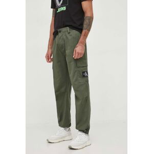 Kalhoty Calvin Klein Jeans pánské, zelená barva, ve střihu cargo