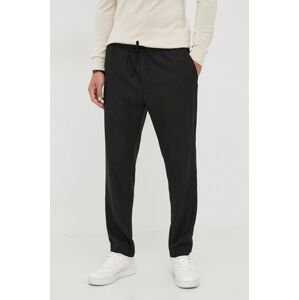 Vlněné kalhoty Calvin Klein černá barva, přiléhavé