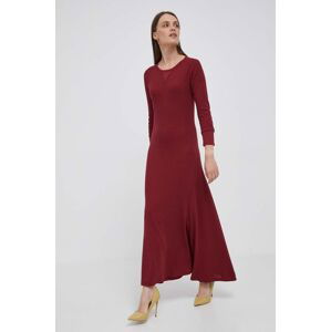 Bavlněné šaty Polo Ralph Lauren vínová barva, maxi