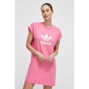 Bavlněné šaty adidas Originals růžová barva, mini