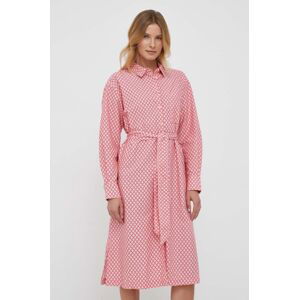 Bavlněné šaty United Colors of Benetton růžová barva, mini, oversize