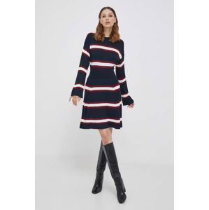 Šaty Tommy Hilfiger tmavomodrá barva, midi, WW0WW40270