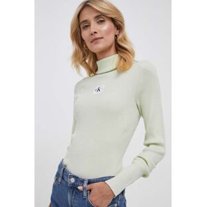 Svetr Calvin Klein Jeans dámský, zelená barva, s golfem