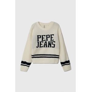 Dětský svetr s příměsí vlny Pepe Jeans béžová barva, hřejivý