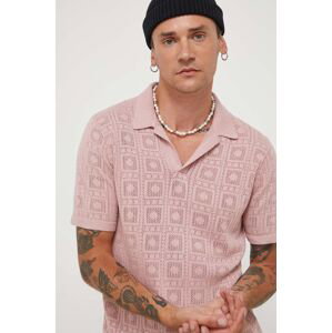 Polo tričko Hollister Co. růžová barva