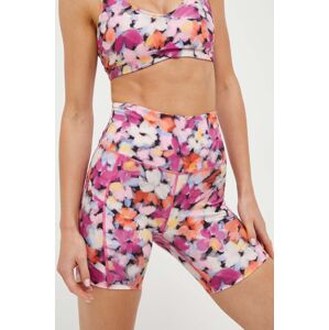 Tréninkové šortky Roxy Heart Into It fialová barva, vzorované, high waist, ERJNS03440