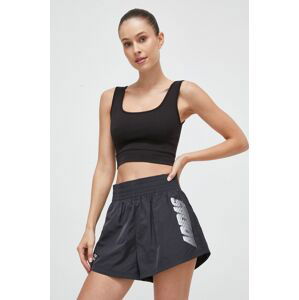 Kraťasy adidas Originals dámské, černá barva, s potiskem, high waist