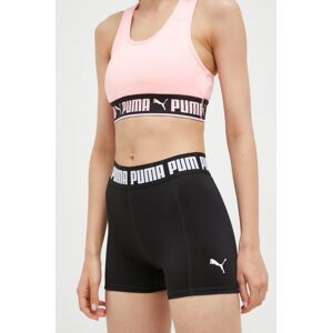 Tréninkové šortky Puma Strong černá barva, s potiskem, high waist, 521651