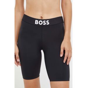 Kraťasy BOSS dámské, černá barva, hladké, high waist