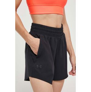 Tréninkové šortky Under Armour Flex černá barva, hladké, high waist