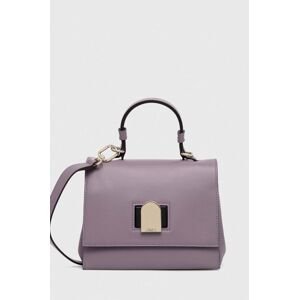Kožená kabelka Furla Emma fialová barva