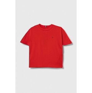 Dětské bavlněné tričko Tommy Hilfiger červená barva