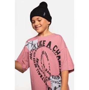 Dětské bavlněné tričko Coccodrillo růžová barva, s potiskem